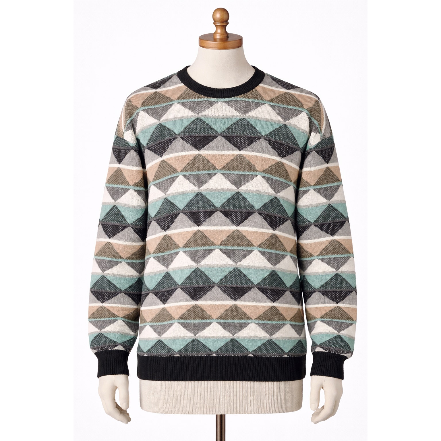 Coogi  Knit Sweater Black Green White Triangle Print Large